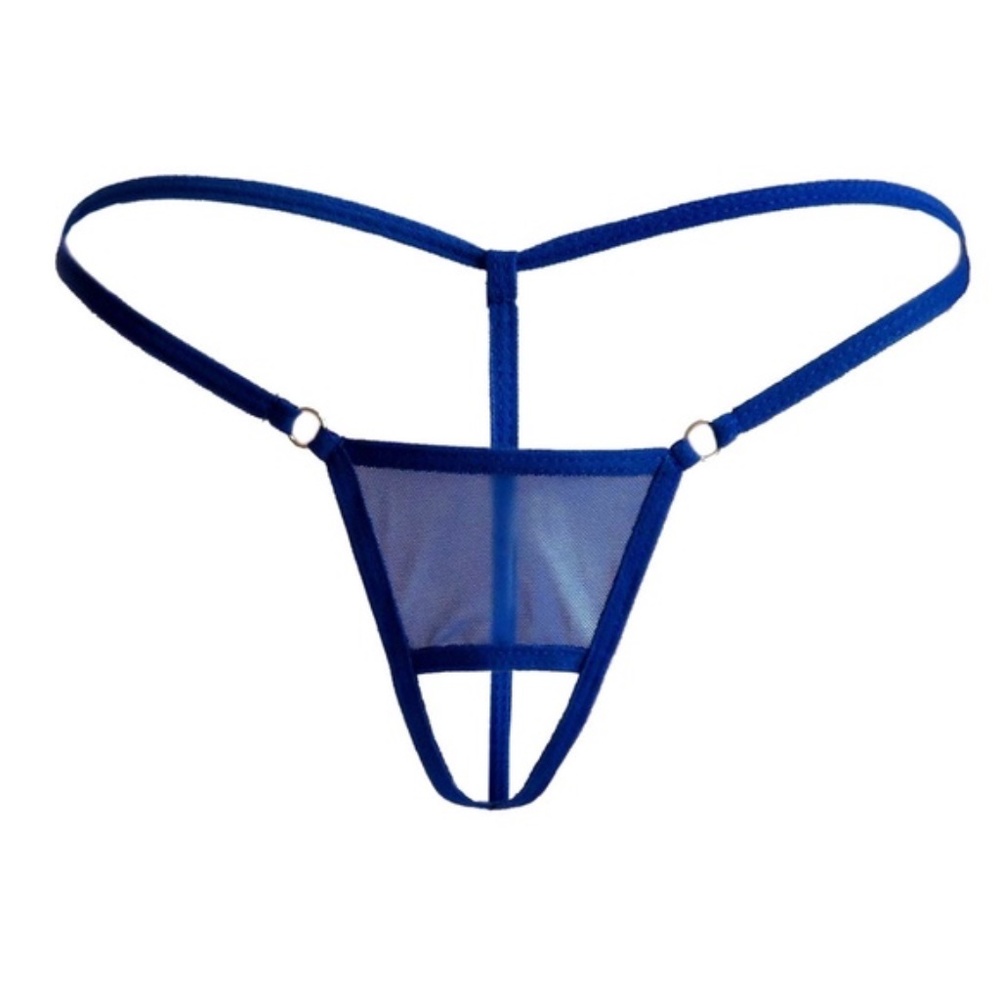 A Open Crotch BLUE Micro Bikini Thong Erotic G-string - Waist is 26" to 36"